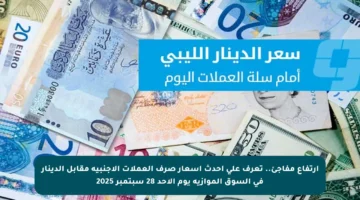 ارتفاع مفاجئ.. تعرف على أحدث أسعار صرف العملات الأجنبية مقابل الدينار في السوق الموازية يوم الأحد 28 سبتمبر 2025